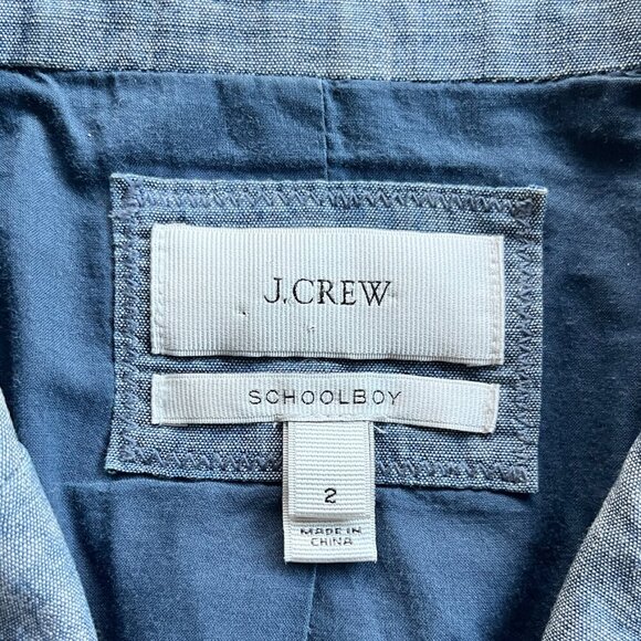 J. Crew Schoolboy Blazer Chambray Blue 100% Cotton Size 2 Classic Jacket - Picture 4 of 4